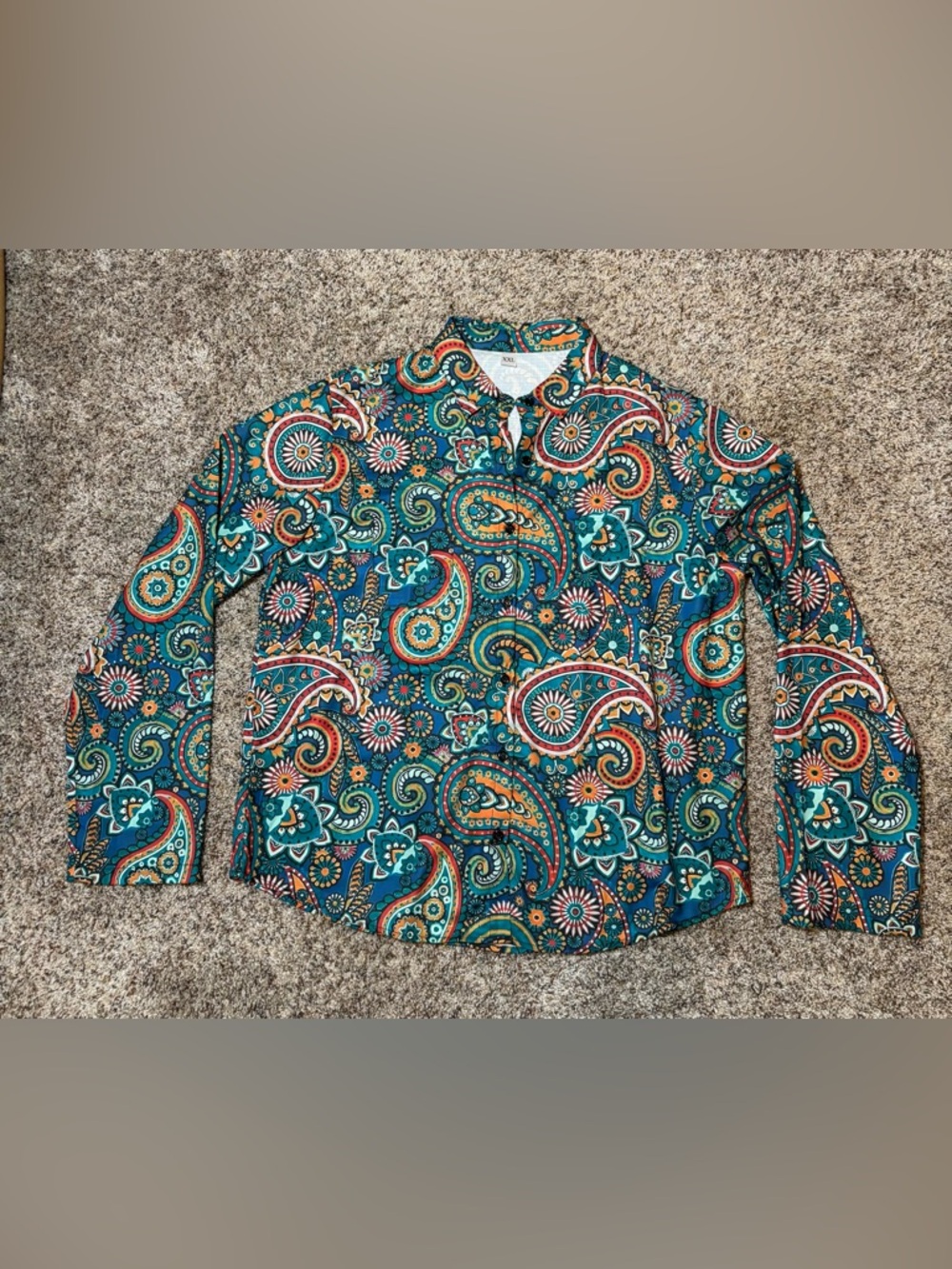 123. Amazon Women’s Paisley Bohemian LS Shirt Button-down Tunic, Size XXL - Picture 9 of 9